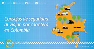 viaje por carretera en el mapa de Colombia, de manera segura