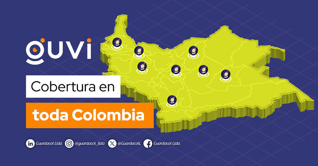 Mapa de colombia con puntos de atención de la solución Guvi